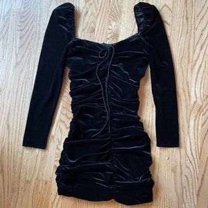 Zara Black Velvet Corset Lace-up Mini Dress XS
